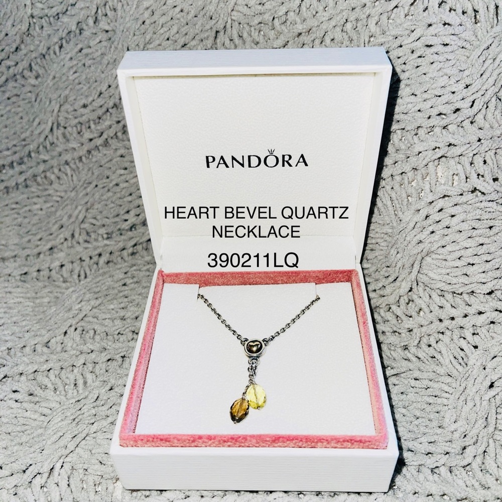 Pandora Heart Bevel Quartz Necklace
